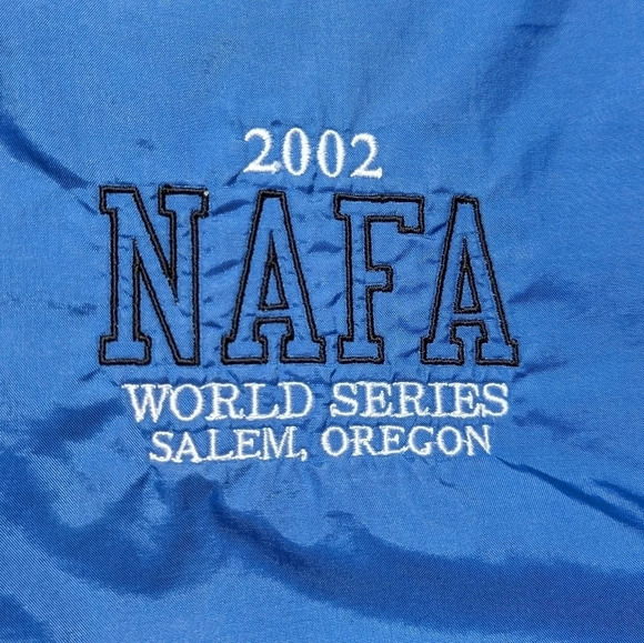 Vintage 2002 Y2K Baseball Blue Starter Warm Up V Neck Jacket - NAFA Men's  XL - Picture 4 of 5
